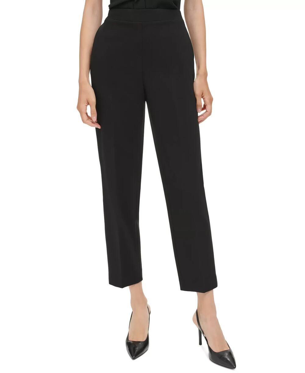 Calvin Klein Women's Elastic-Back Ankle Pants Black Size 18W 3735